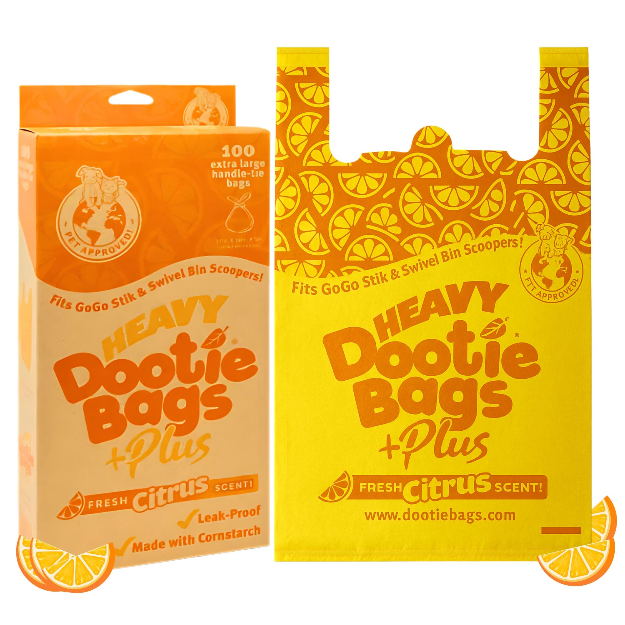 Heavy Dootie +Plus Dog & Cat Litter Poop Bags, Very Large, Hint of Citrus Scent