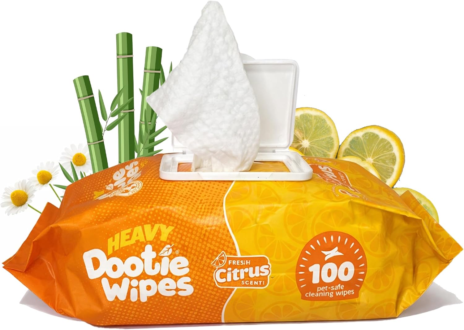 Heavy Dootie Pet Wipes, Butt, Body & Paws, Bamboo Citrus Scent