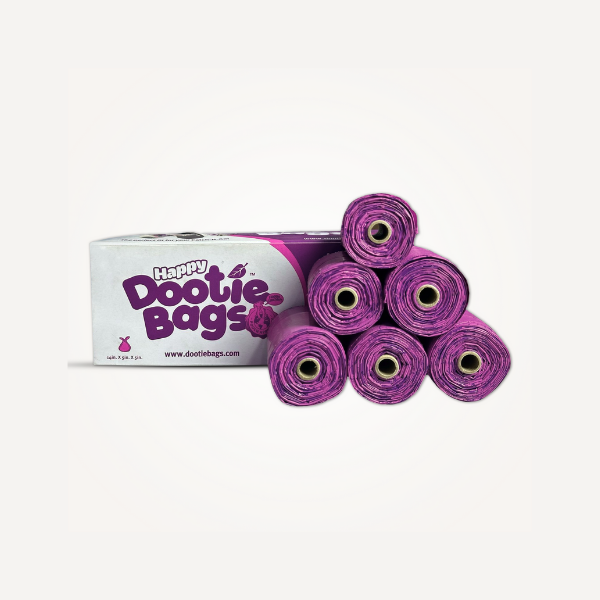 Happy Dootie Bags Pet Poop Bags, 12 Count Rolls, Easy Tie Handles