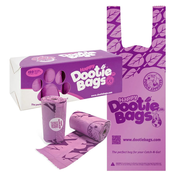 Happy Dootie Bags Pet Poop Bags, 12 Count Rolls, Easy Tie Handles